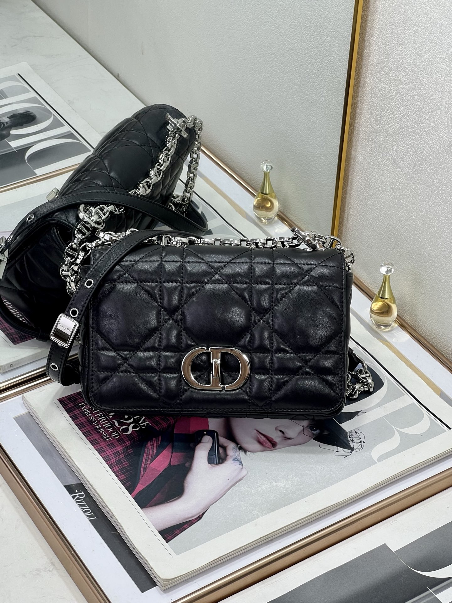 ディオール Caro スモール チェーンバッグ ブラック シルバー金具 詳細画像 2