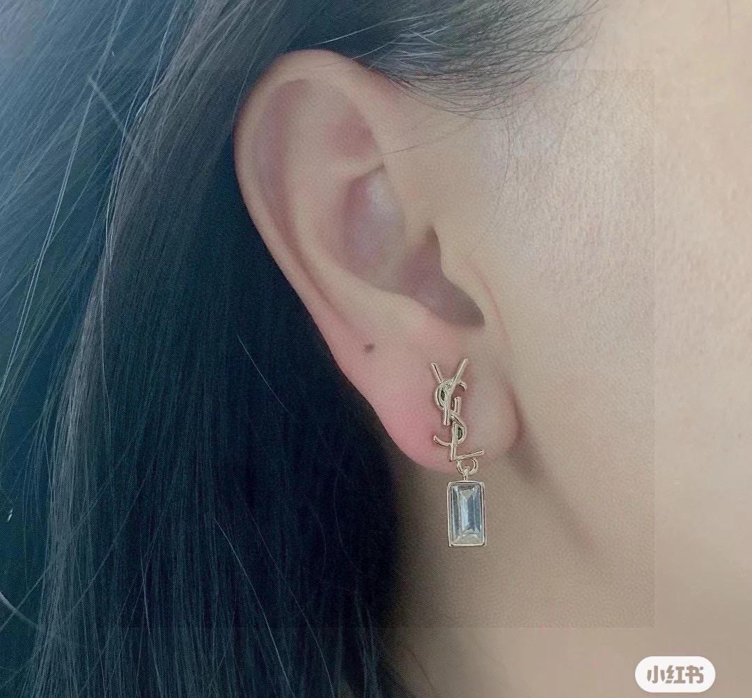 サンローラン YSL ロゴ ピアス ゴールド シルバー 詳細画像 3
