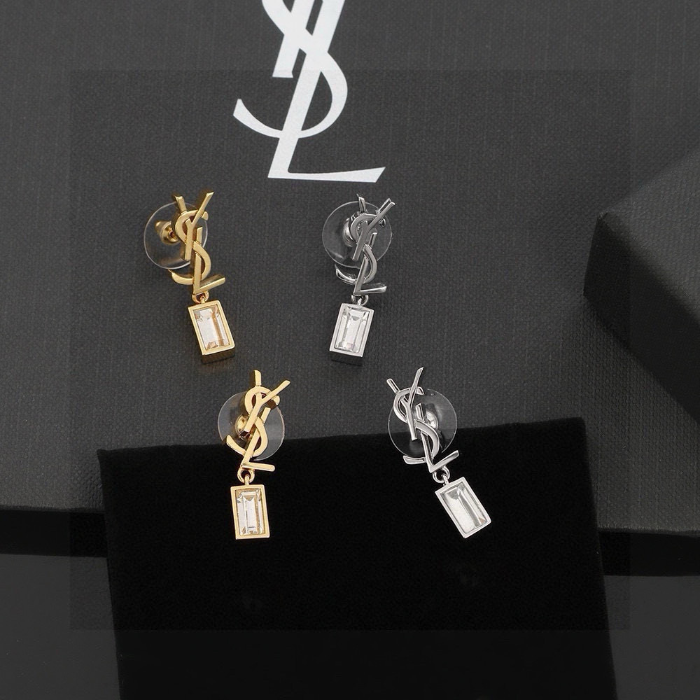 サンローラン YSL ロゴ ピアス ゴールド シルバー 詳細画像 1