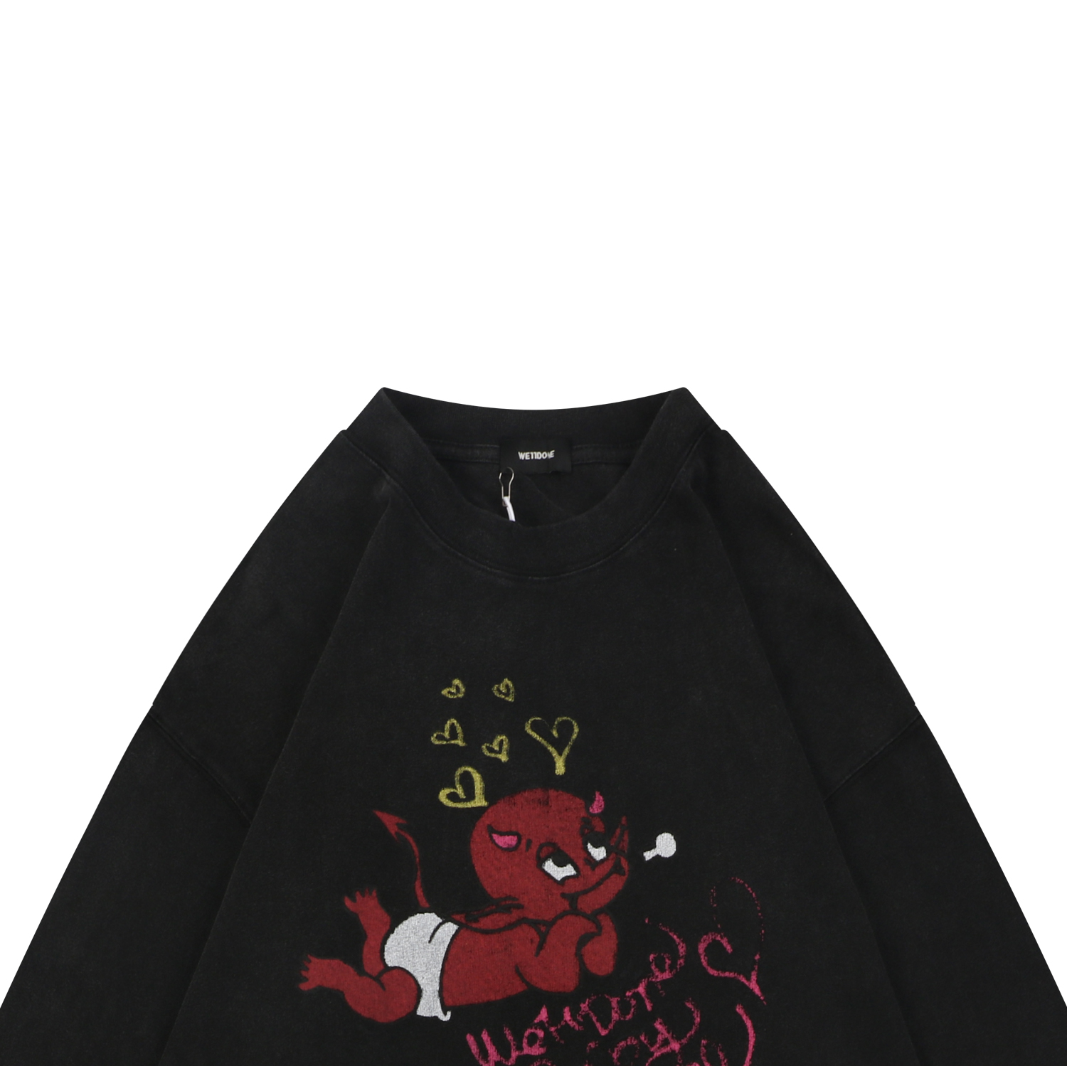 ウェルダン 小悪魔プリント ロングスリーブTシャツ ブラック 詳細画像 3