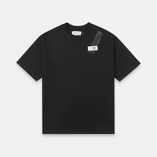 メゾン マルジェラ ラバープリント スモールロゴ 半袖Tシャツ ブラック