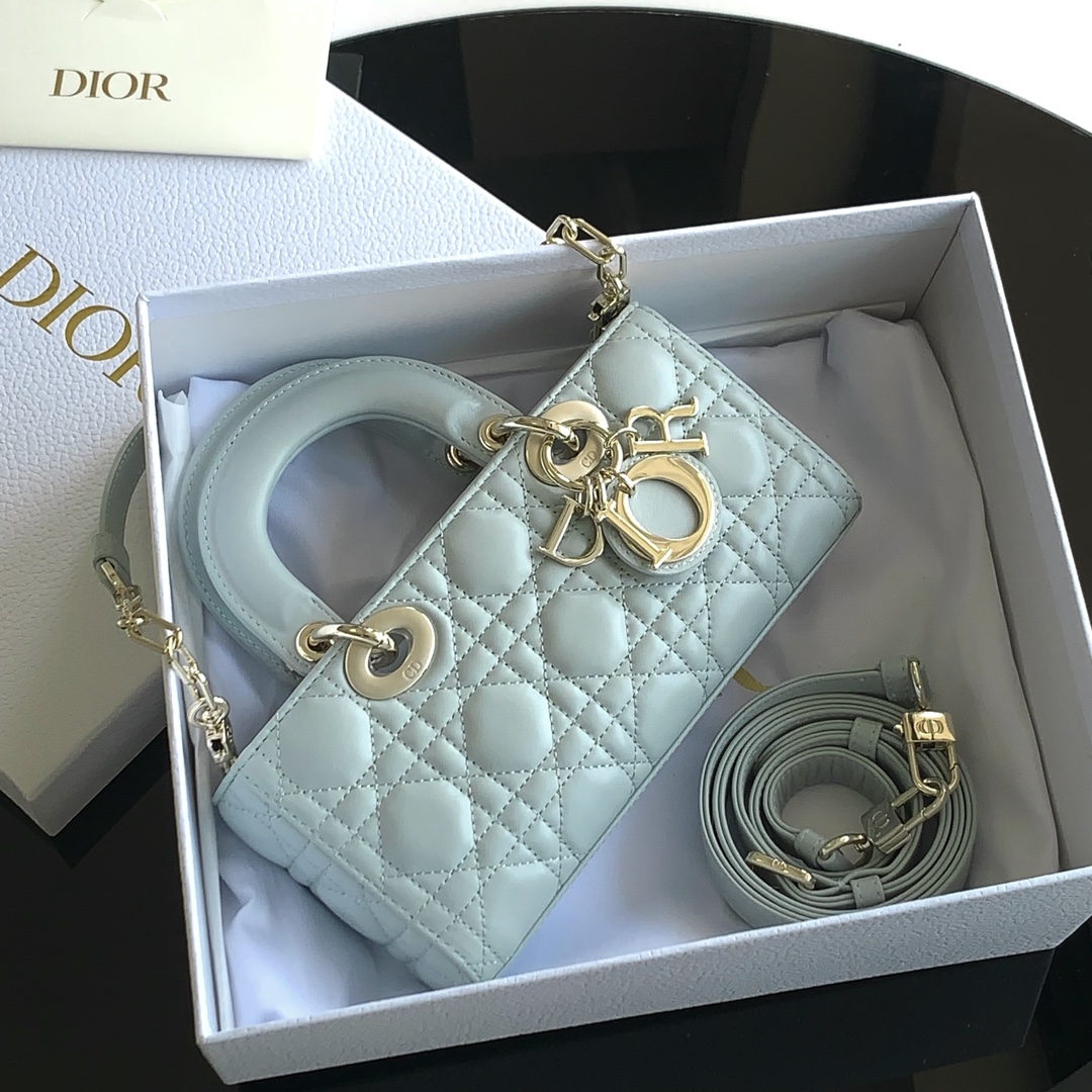 ディオール Lady D-Joy スモール カナージュ ラムスキンバッグ レイクブルー M0613 詳細画像 1