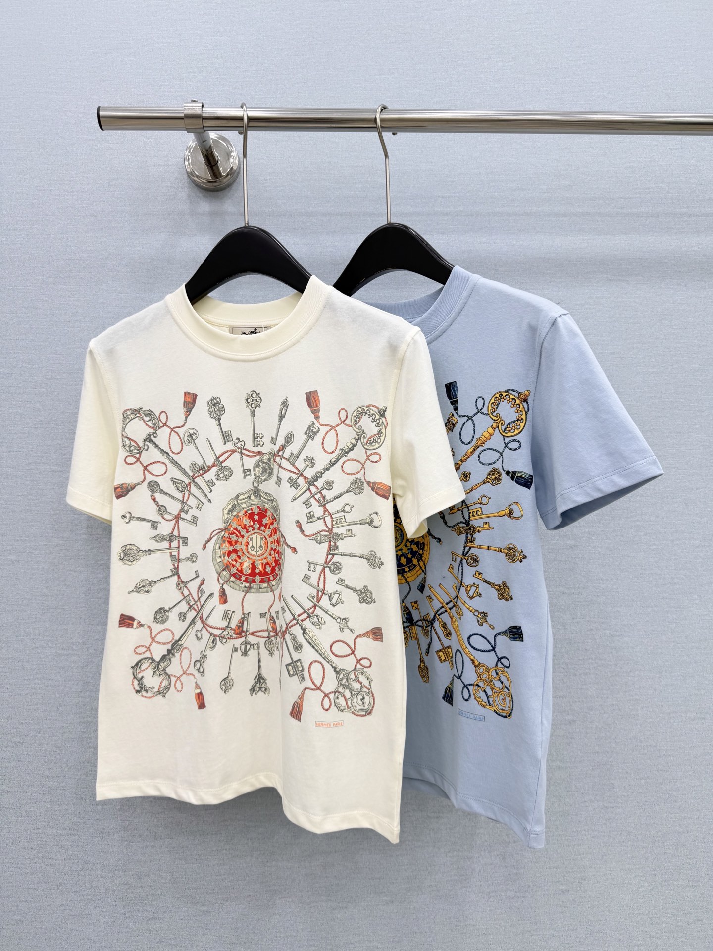 エルメス プリントTシャツ アプリコット / ブルー 詳細画像 1
