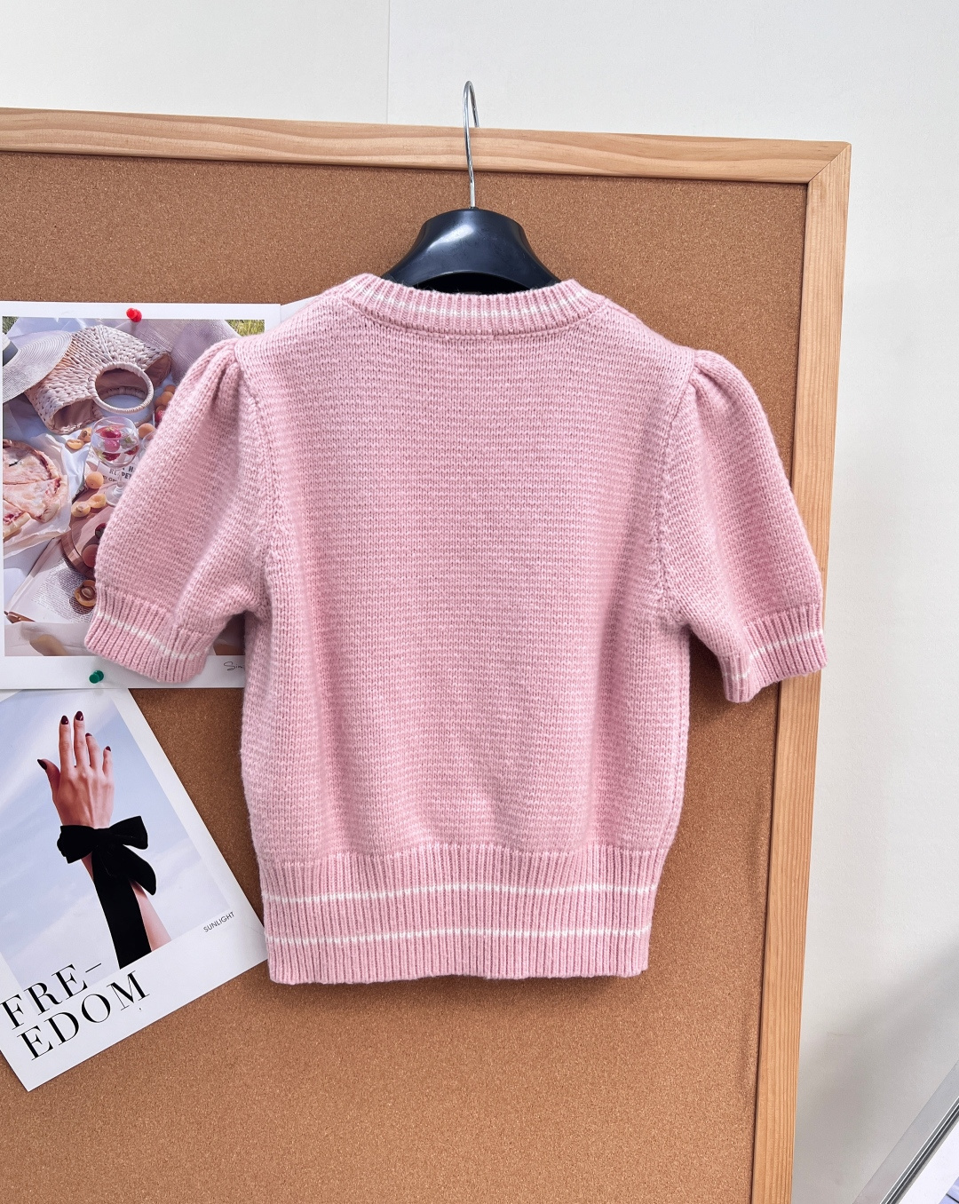 ディオール ハート刺繍 ショートスリーブ ニットトップス ピーチピンク 詳細画像 2
