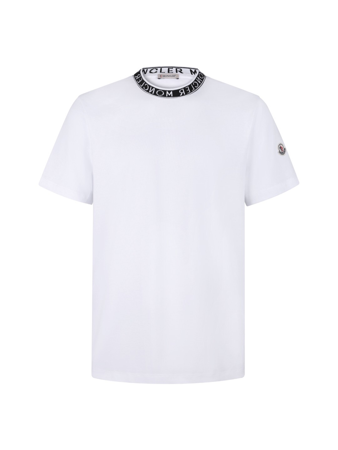 モンクレール ジャカードロゴ襟 Tシャツ ホワイト 詳細画像 1