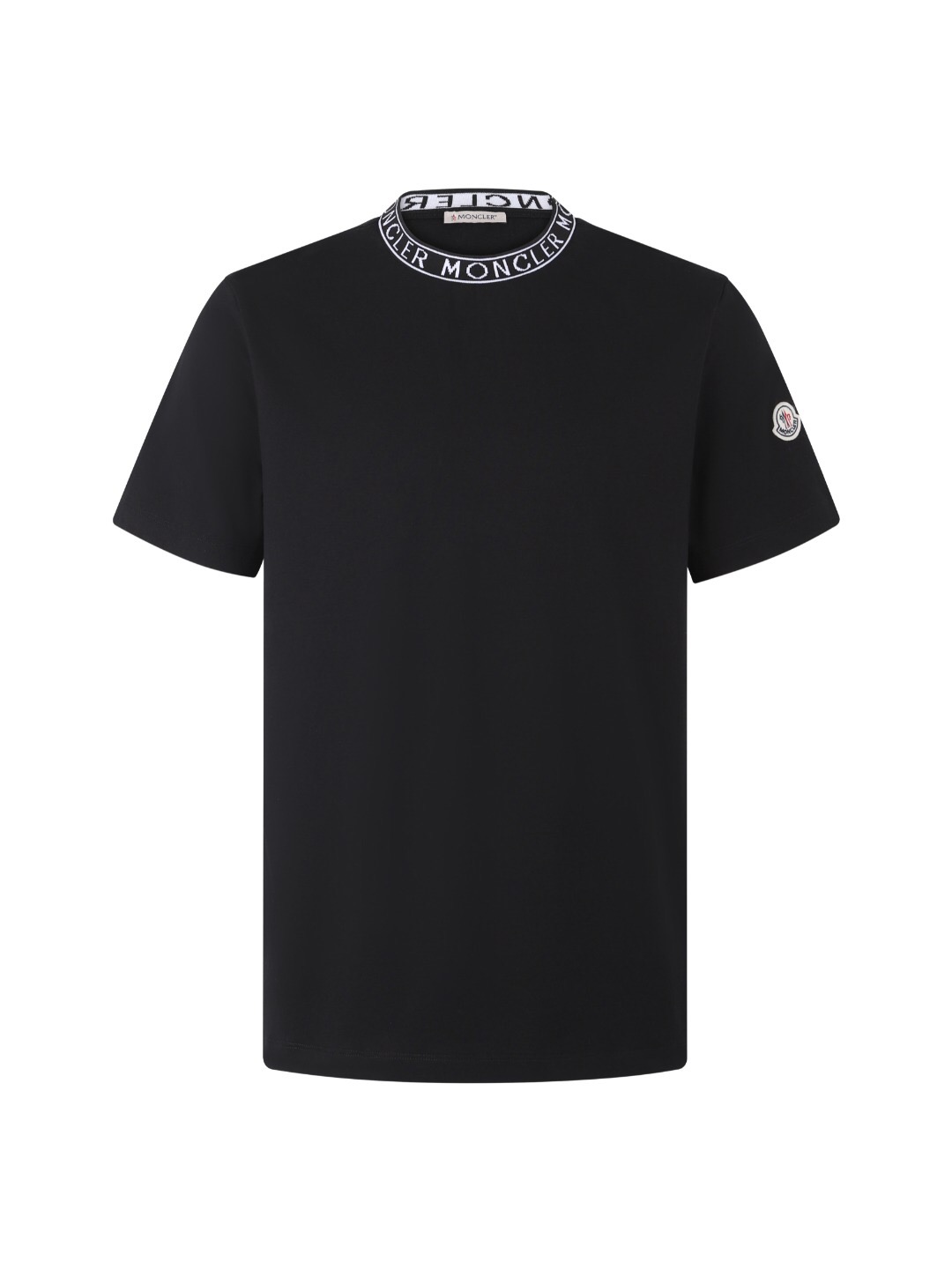 モンクレール ジャカードロゴ襟 Tシャツ ブラック 詳細画像 1