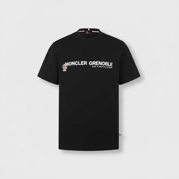 モンクレール フロッキーロゴ Tシャツ ブラック