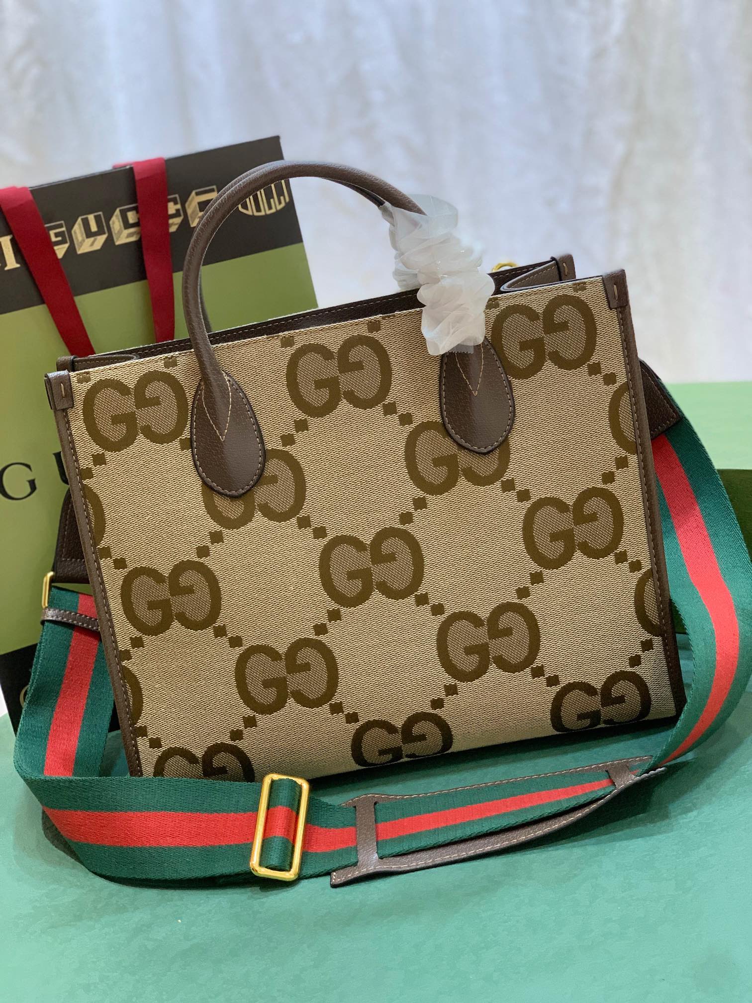グッチ ジャンボGG キャンバス トートバッグ 詳細画像 1
