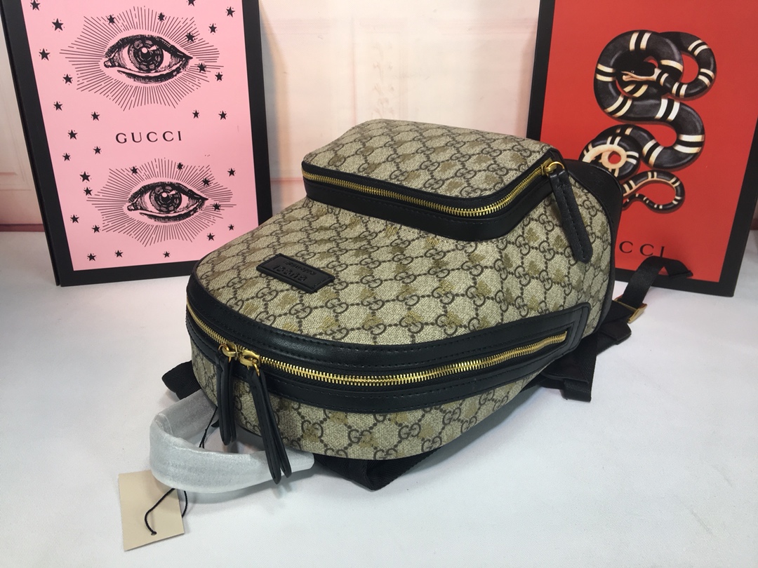 グッチ スモール GGパターン バックパック ベージュ ブラック 詳細画像 3