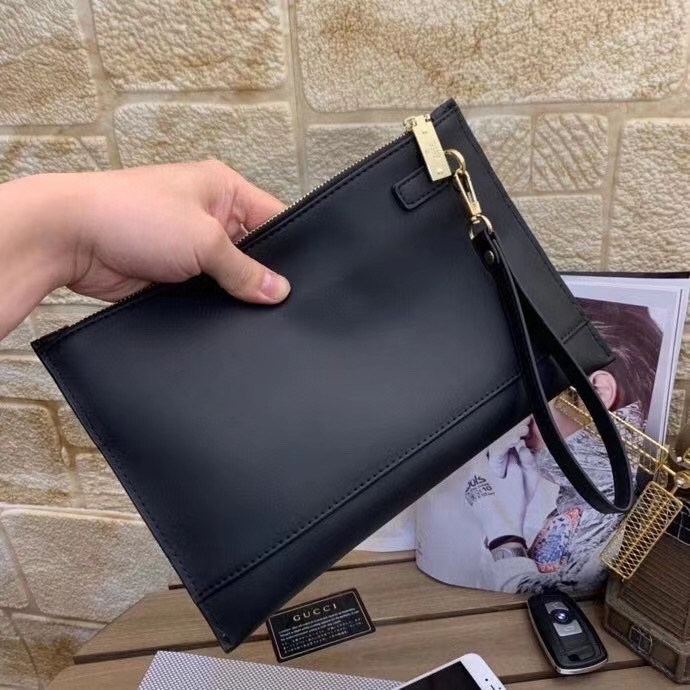 グッチ ロゴ金具 レザー クラッチバッグ ブラック 詳細画像 2