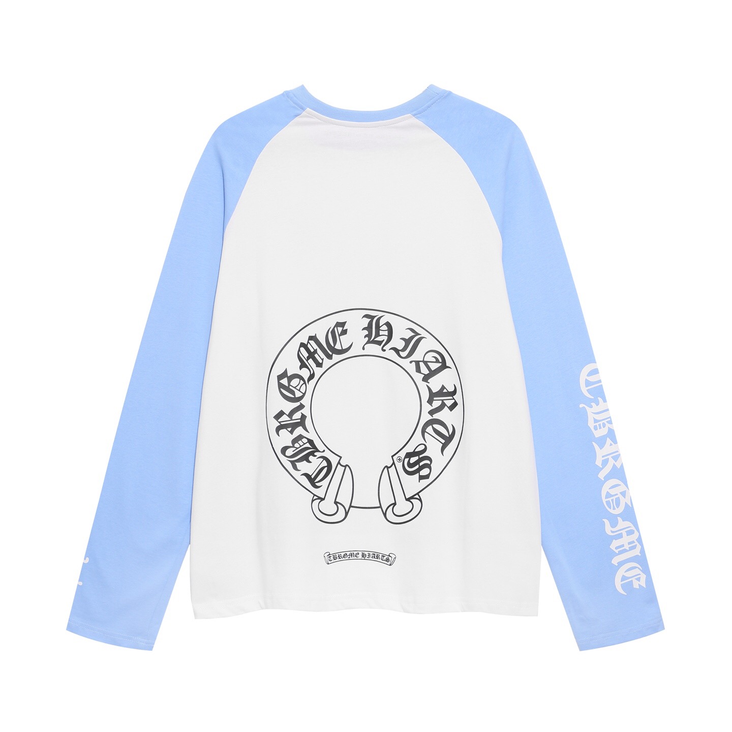 クロムハーツ ホースシュー ラグラン長袖Tシャツ ホワイト ライトブルー 詳細画像 2