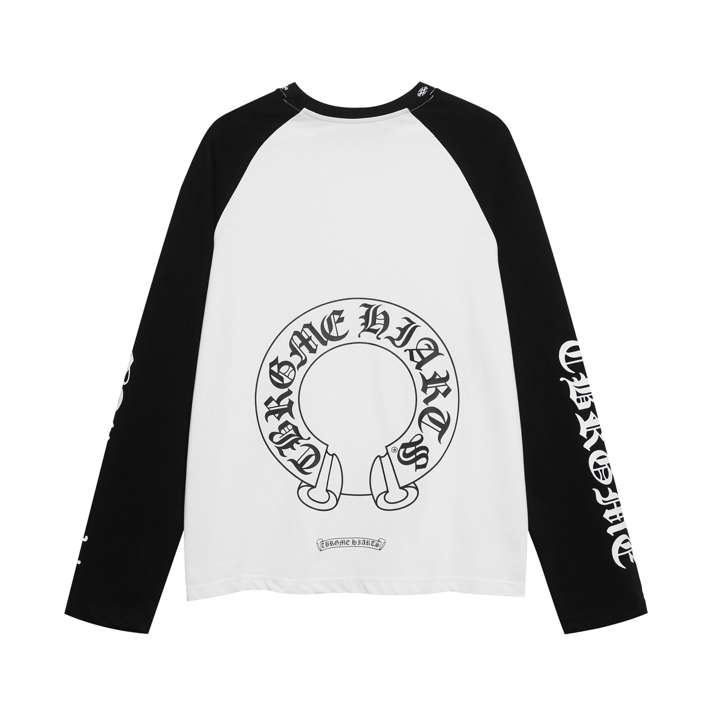 クロムハーツ ホースシュー ラグラン長袖Tシャツ ホワイト ブラック 詳細画像 2