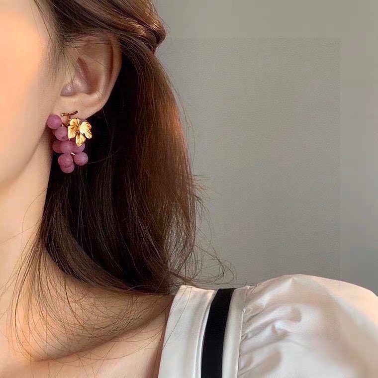 大ぶりグレープ イヤーアクセサリー パープル 詳細画像 1