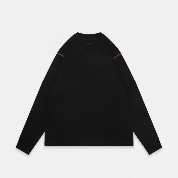 コントラストステッチ 長袖Tシャツ ブラック