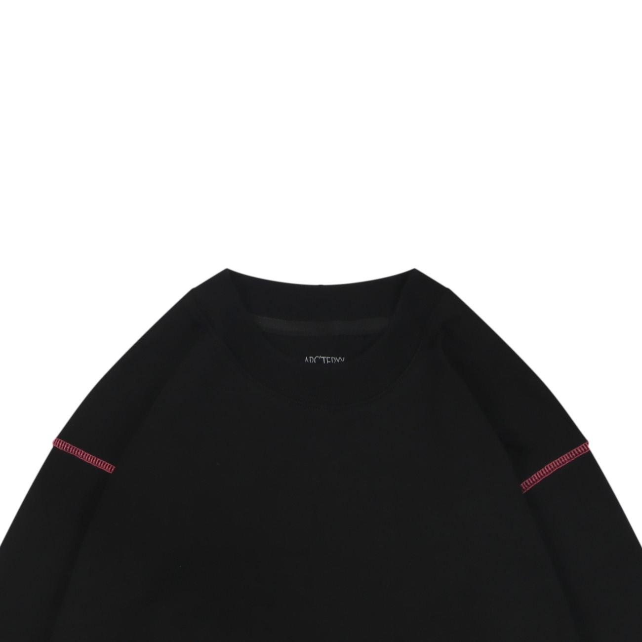 コントラストステッチ 長袖Tシャツ ブラック 詳細画像 3