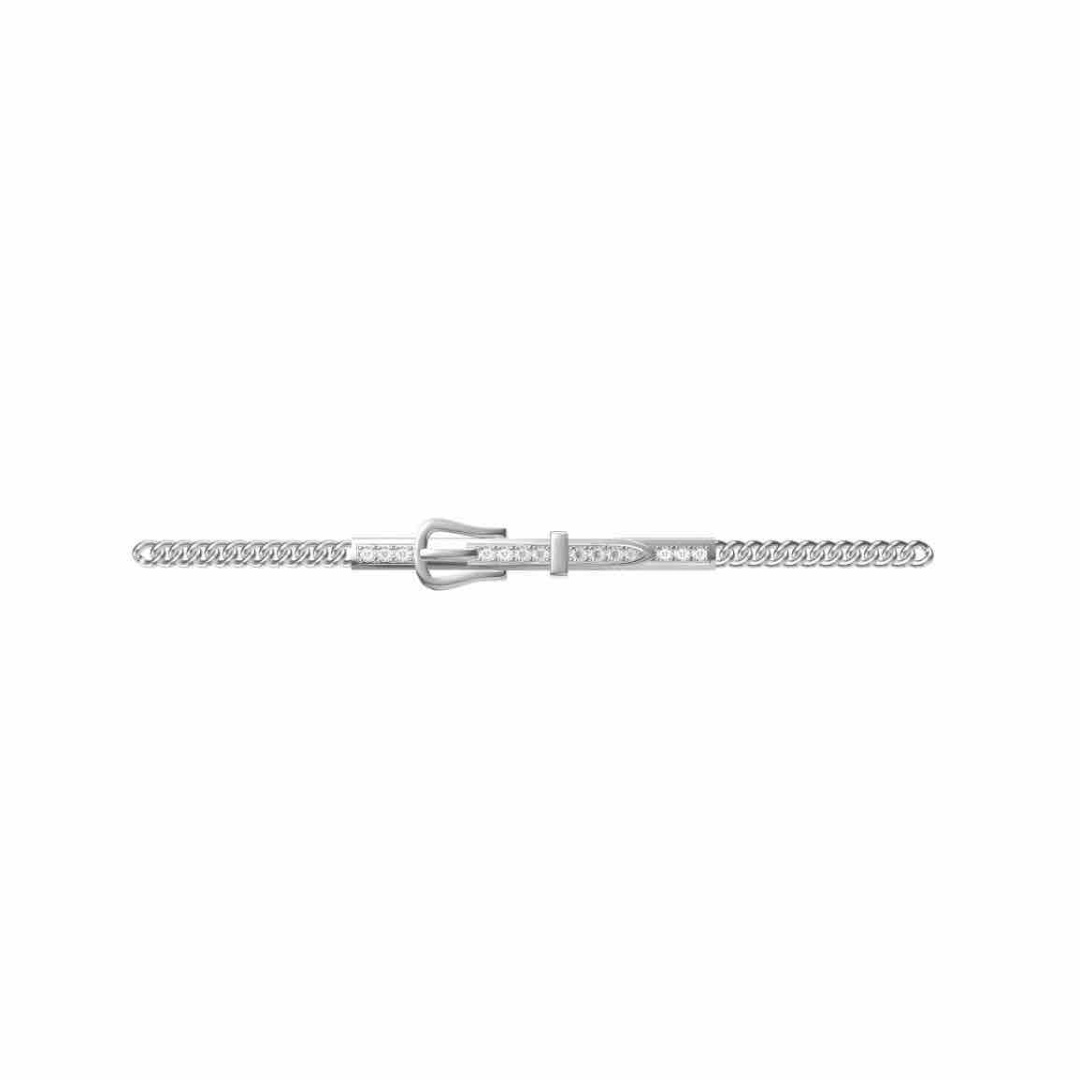 エルメス ストーン付きバックル チェーンブレスレット プラチナカラー A7595 詳細画像 2