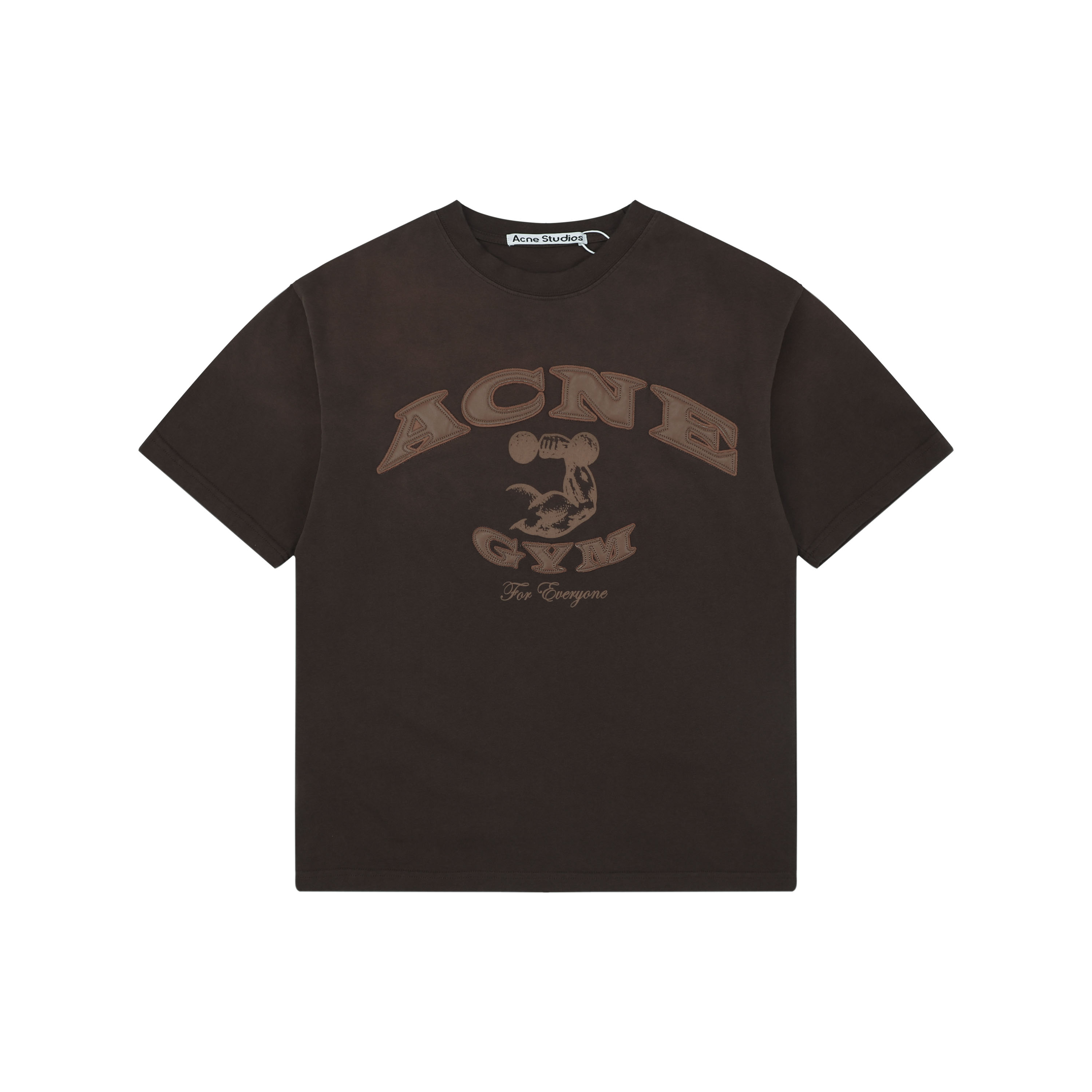アクネ ストゥディオズ ヴィンテージ加工 ロゴTシャツ ダークブラウン 詳細画像 1