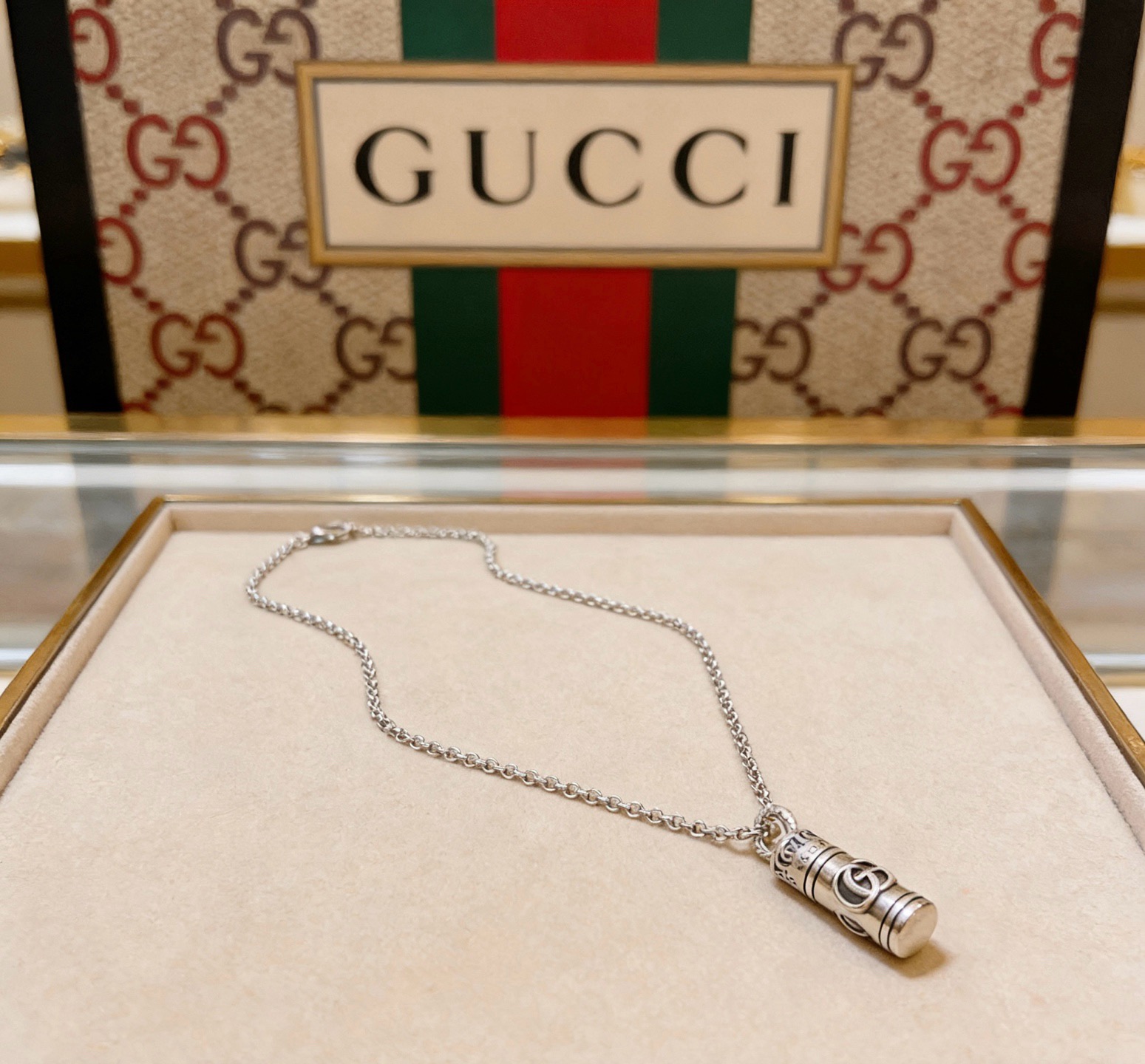 グッチ ダブルG シリンダーペンダント ネックレス シルバー 詳細画像 2