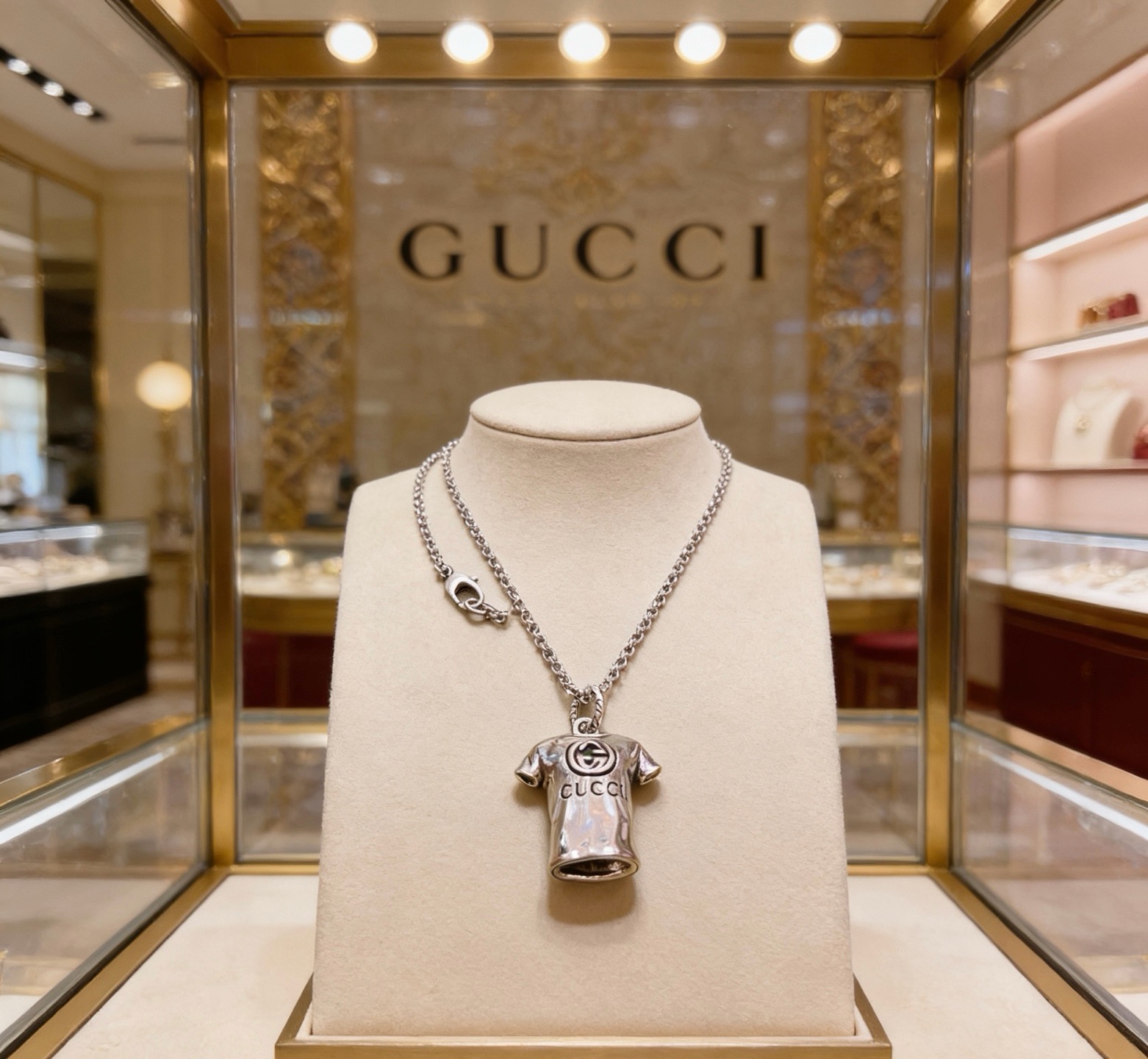 グッチ アンガーフォレスト ダブルG アンティーク加工 チェーンネックレス シルバー 詳細画像 1