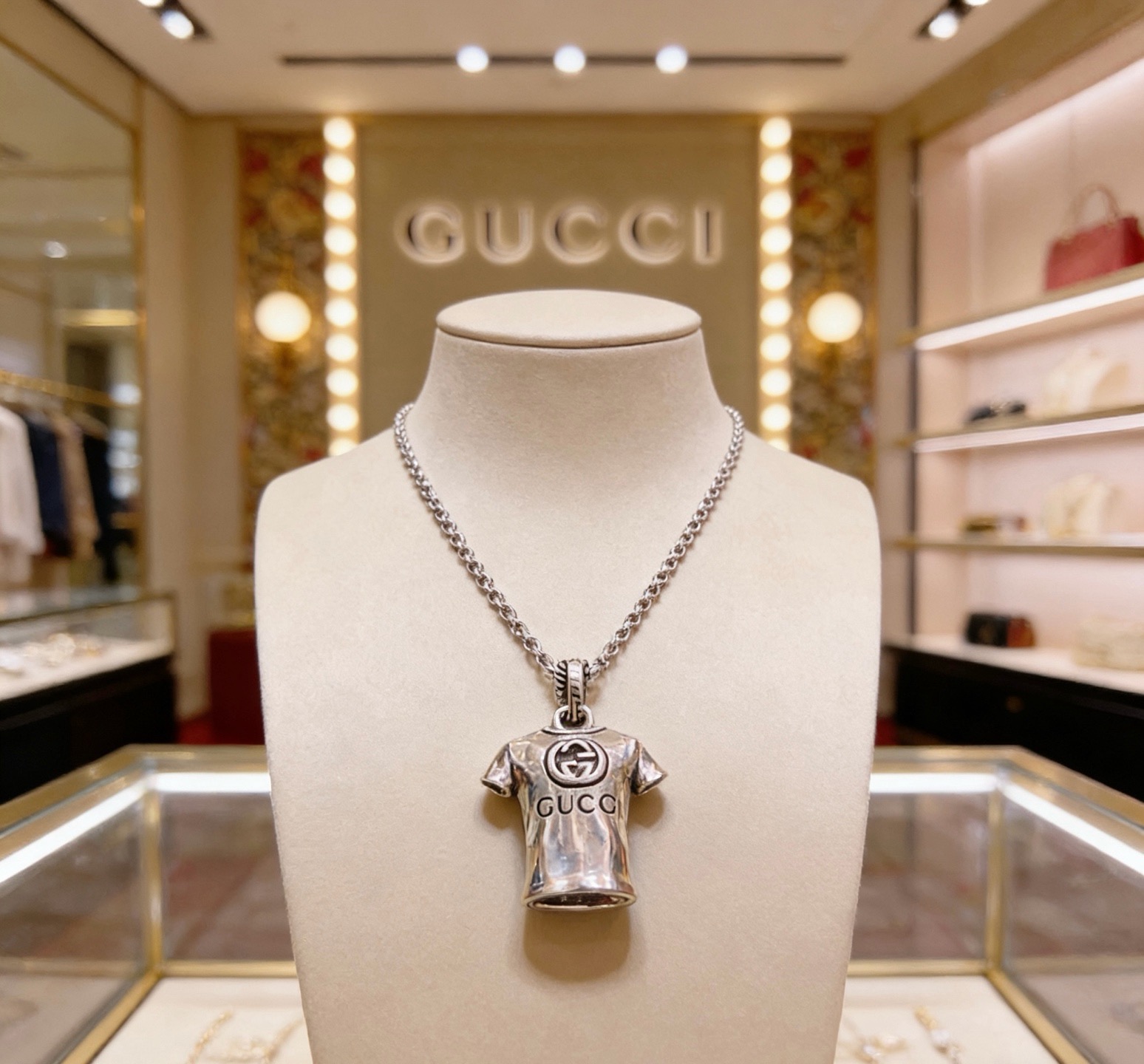 グッチ アンガーフォレスト ダブルG アンティーク加工 チェーンネックレス シルバー 詳細画像 2