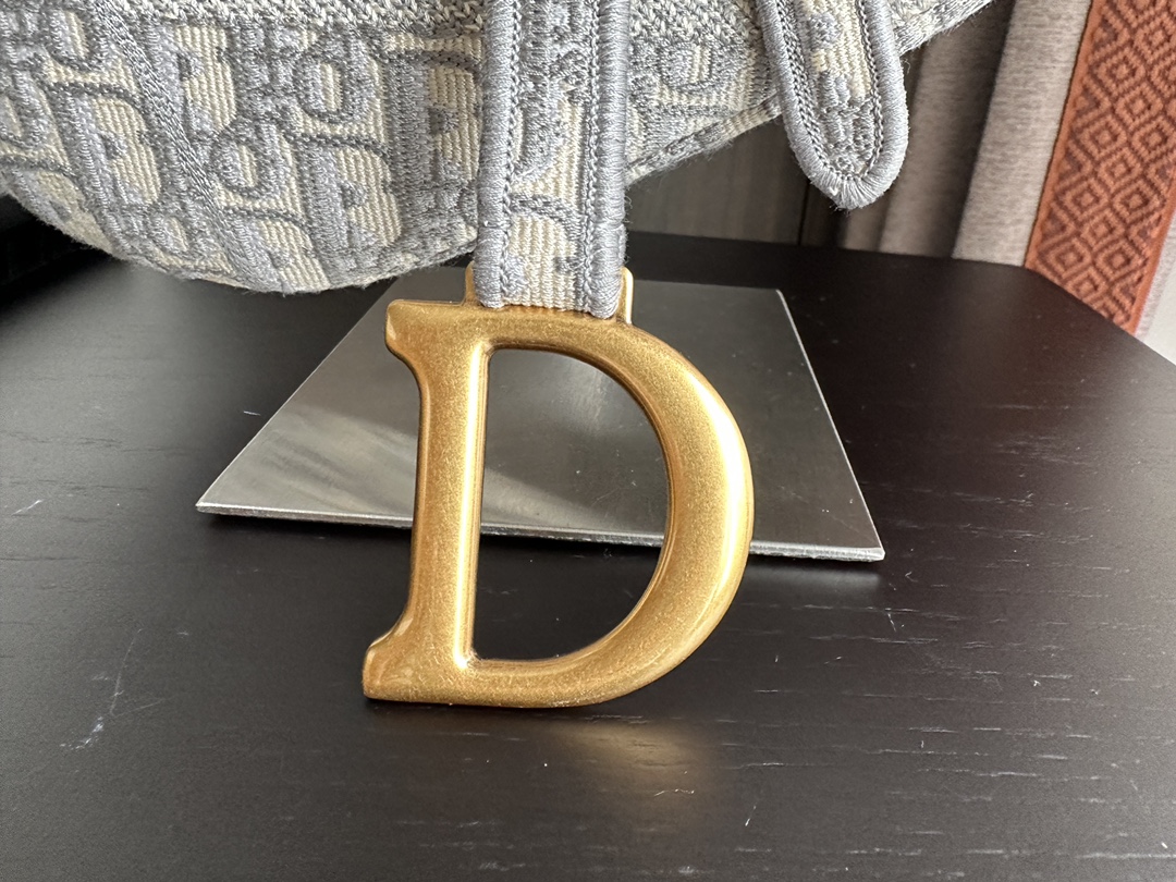 ディオール サドル 刺繍デニム ショルダーバッグ グレー 詳細画像 3