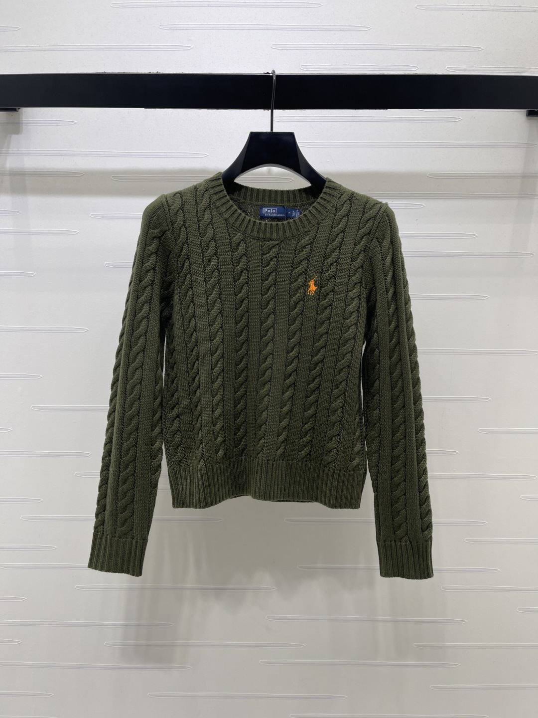 ポロ ラルフ ローレン ケーブルニット クルーネックセーター オリーブグリーン 詳細画像 2