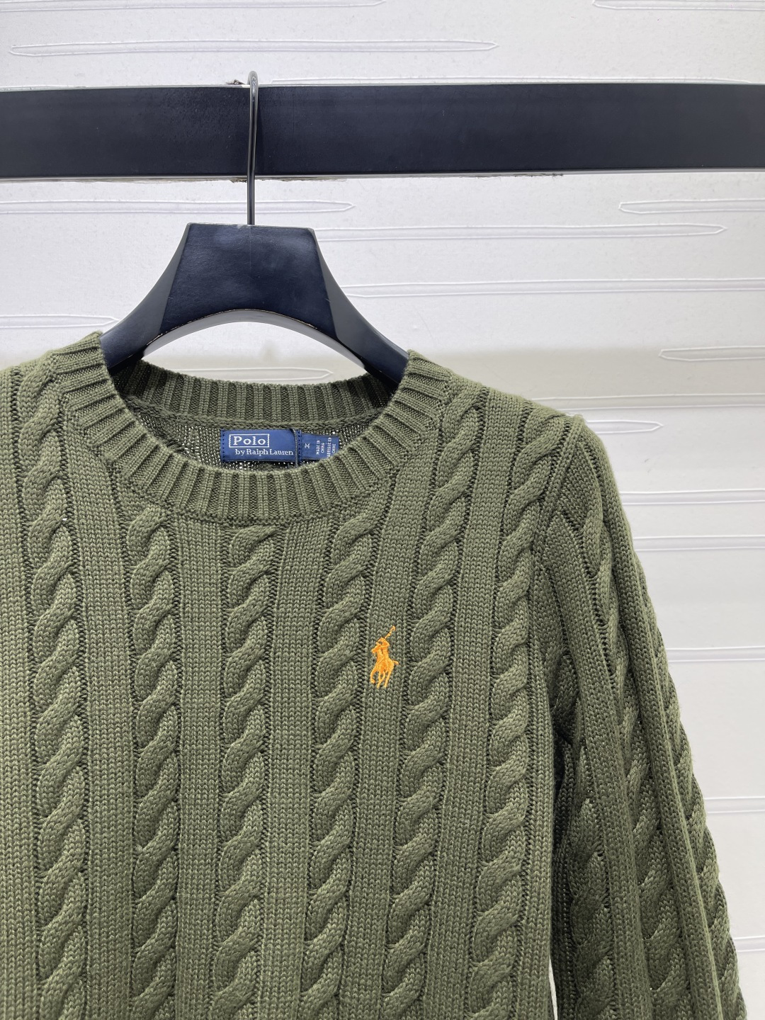 ポロ ラルフ ローレン ケーブルニット クルーネックセーター オリーブグリーン 詳細画像 3