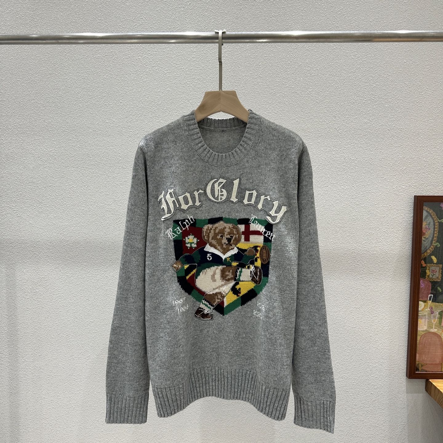 ラルフ ローレン ラグビー カシミヤ ベア ニットセーター グレー 詳細画像 1