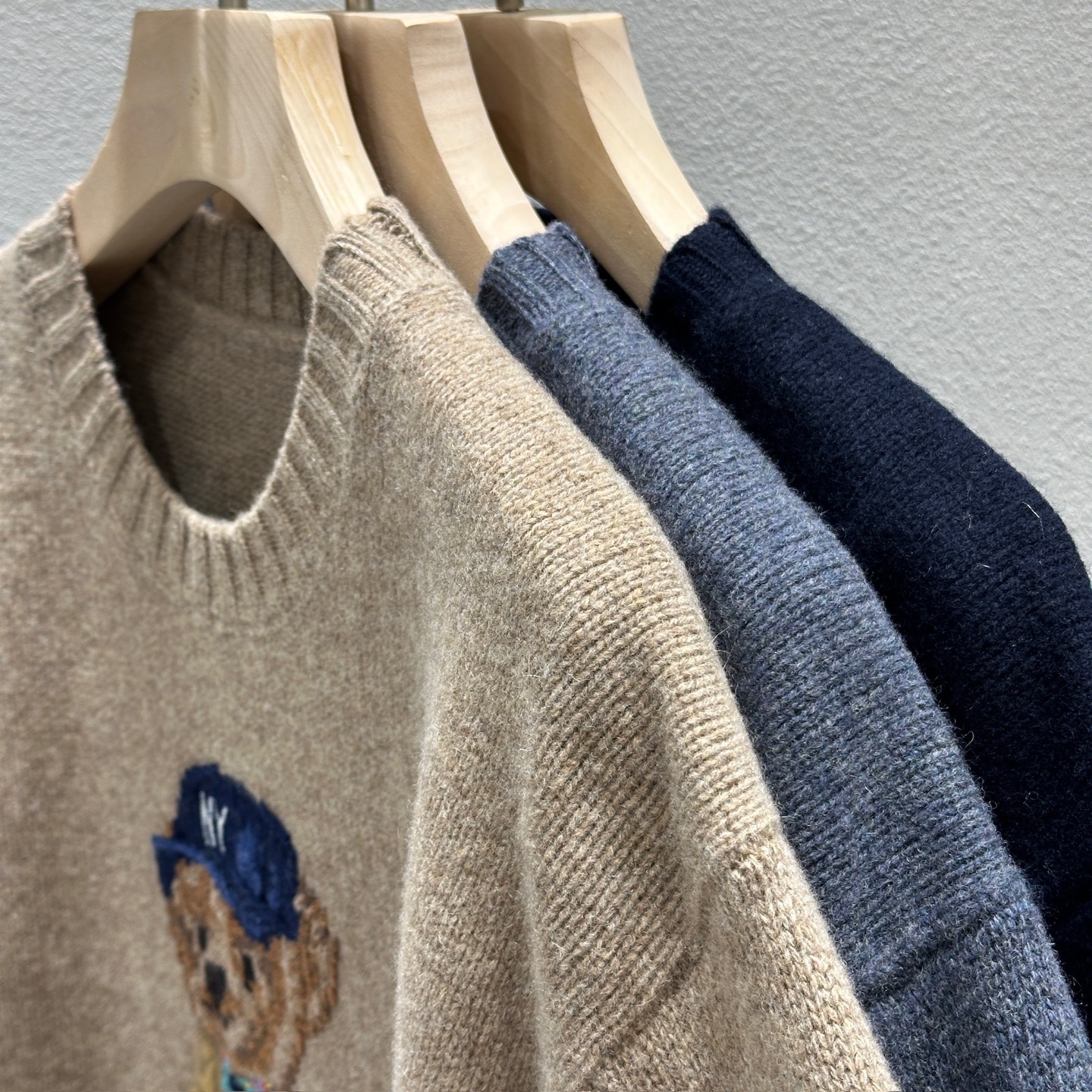 ラルフ ローレン ウール ベア刺繍 ブルゾンジャケット キャメル グレー ネイビー 詳細画像 3