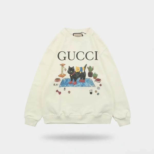 グッチ ブラックキャット レッドブーツ プリント クルーネック スウェット