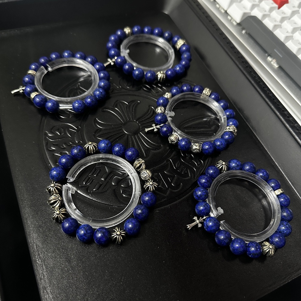 クロムハーツ ラピスラズリ ビーズブレスレット 10mm ブルー 詳細画像 1