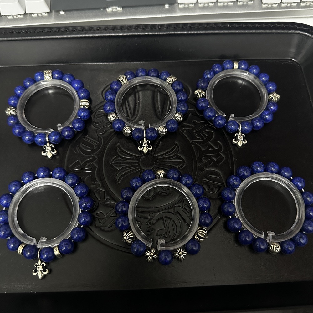 クロムハーツ ラピスラズリ ビーズブレスレット 10mm ブルー 詳細画像 2