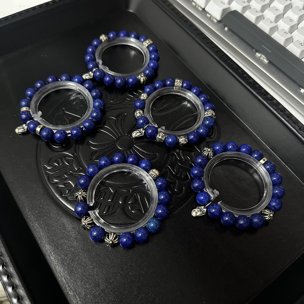 クロムハーツ ヴィンテージ加工 ラピスラズリ ビーズブレスレット ブルー 詳細画像 2
