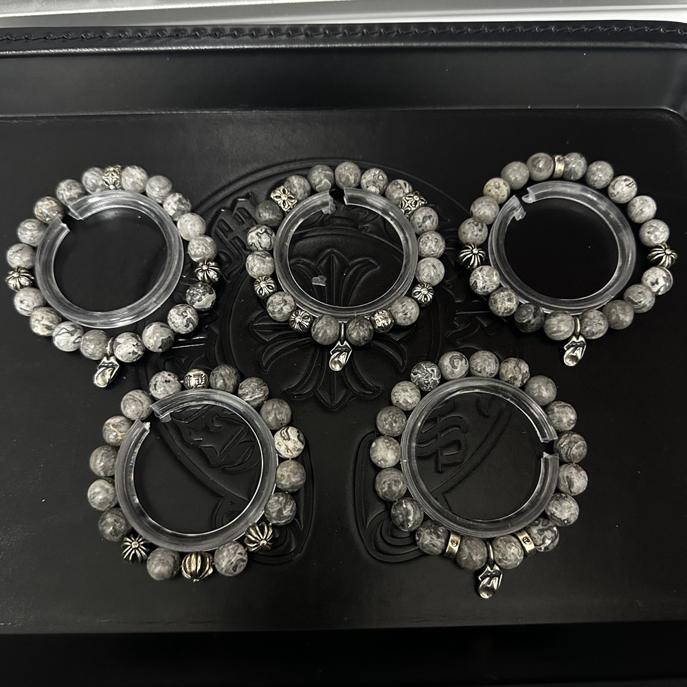 クロムハーツ マップストーン ビーズブレスレット グレー 詳細画像 2