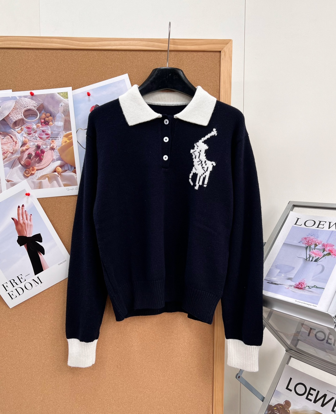ポロ ラルフ ローレン ビッグポニー ウール ニット ポロセーター ネイビー 詳細画像 1