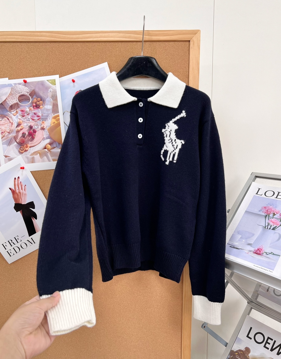 ポロ ラルフ ローレン ビッグポニー ウール ニット ポロセーター ネイビー 詳細画像 3
