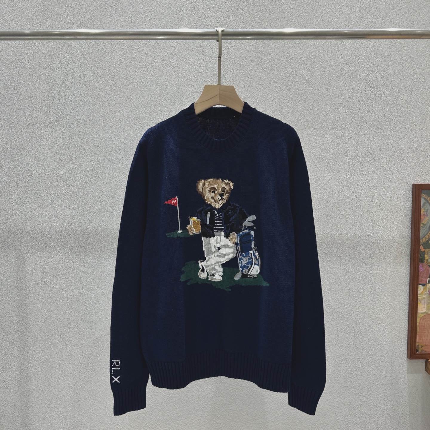 ラルフ ローレン ゴルフバッグ ベア刺繍 ニット セーター ネイビー 詳細画像 1