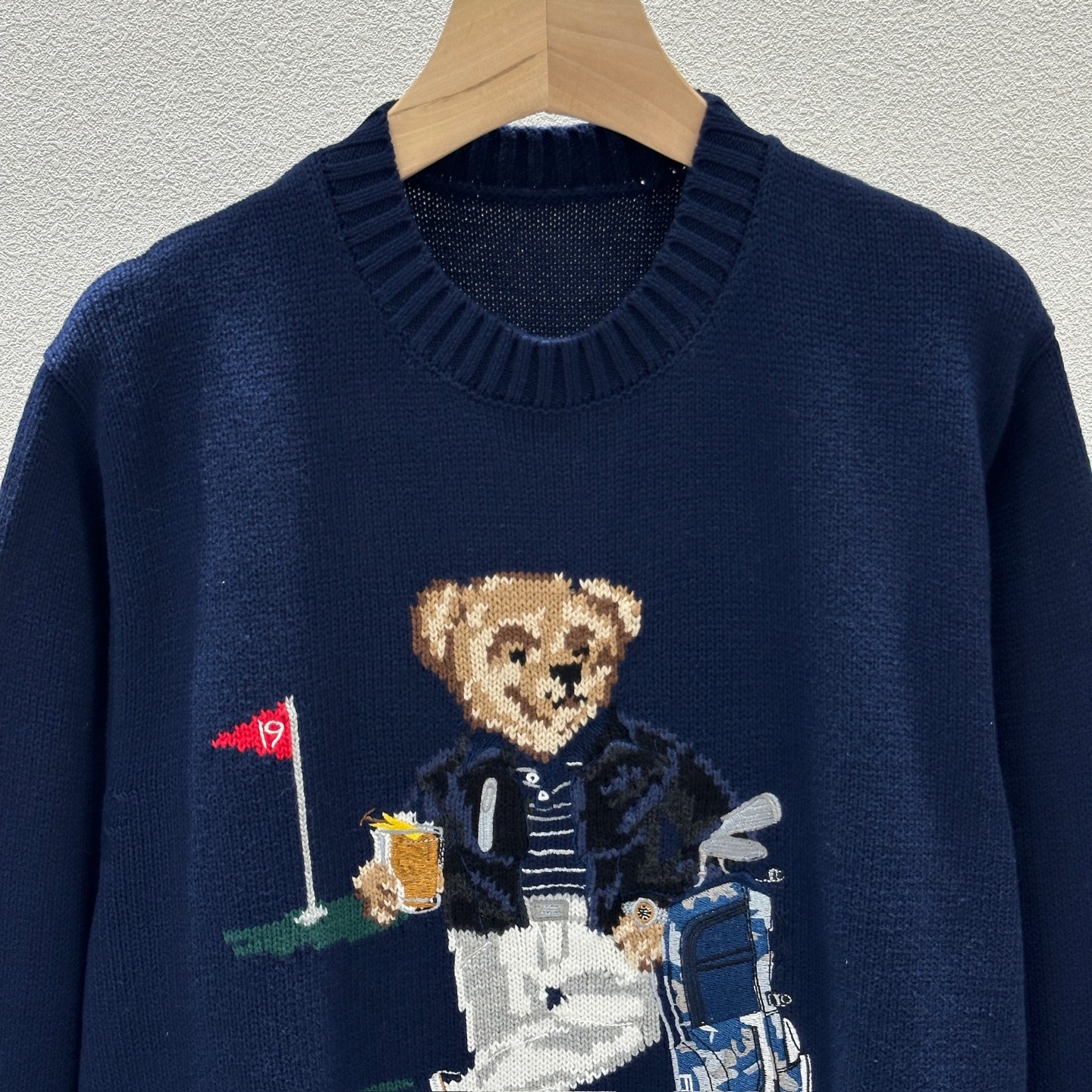 ラルフ ローレン ゴルフバッグ ベア刺繍 ニット セーター ネイビー 詳細画像 3