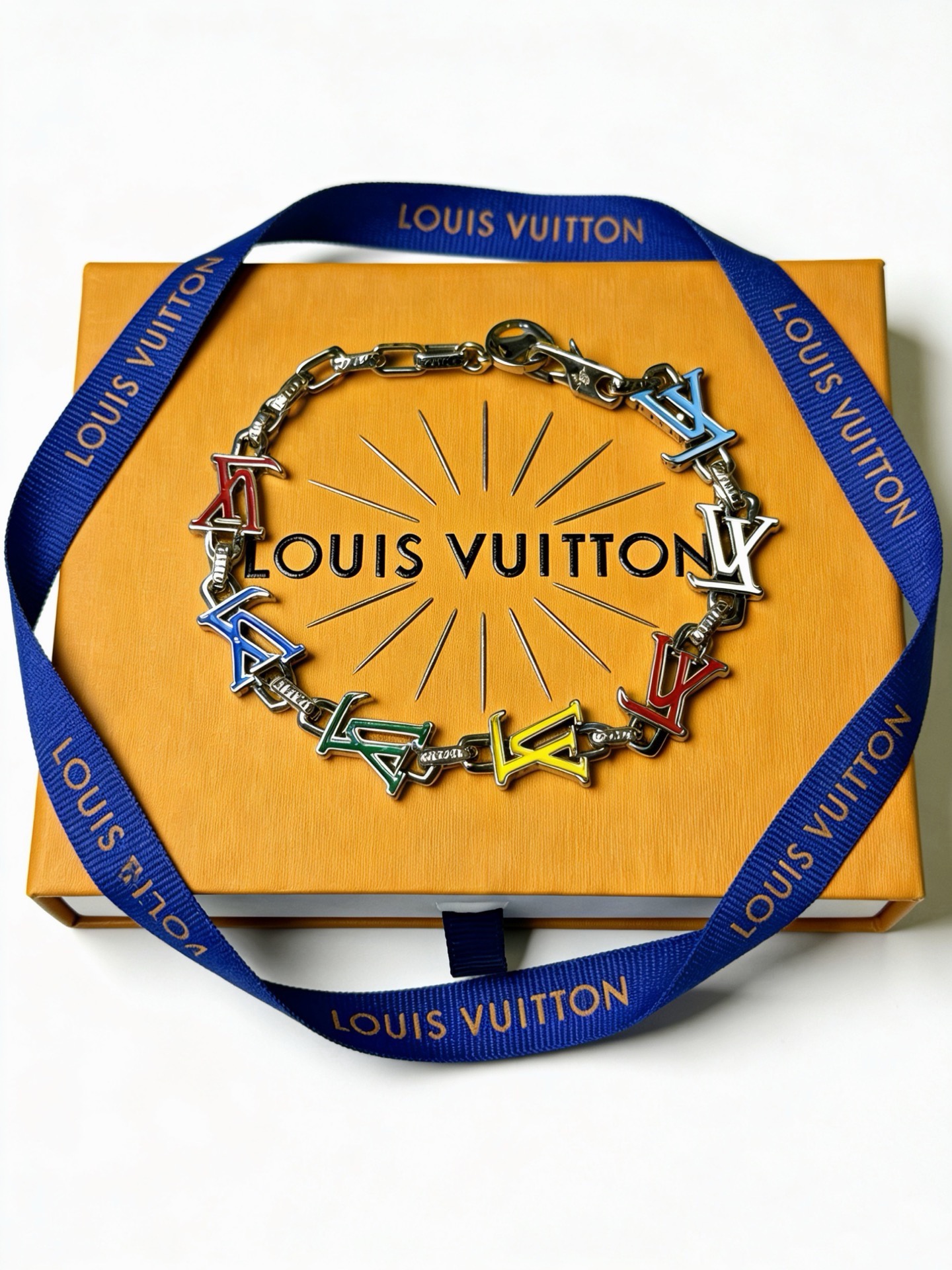 ルイ・ヴィトン LV チェーンブレスレット ヴィンテージシルバー マルチカラー 詳細画像 2