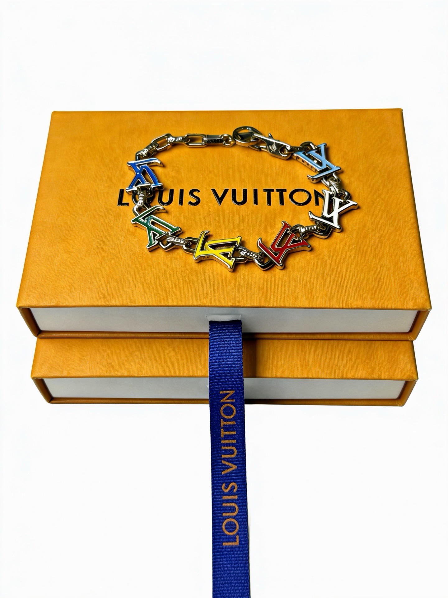 ルイ・ヴィトン LV チェーンブレスレット ヴィンテージシルバー マルチカラー 詳細画像 3