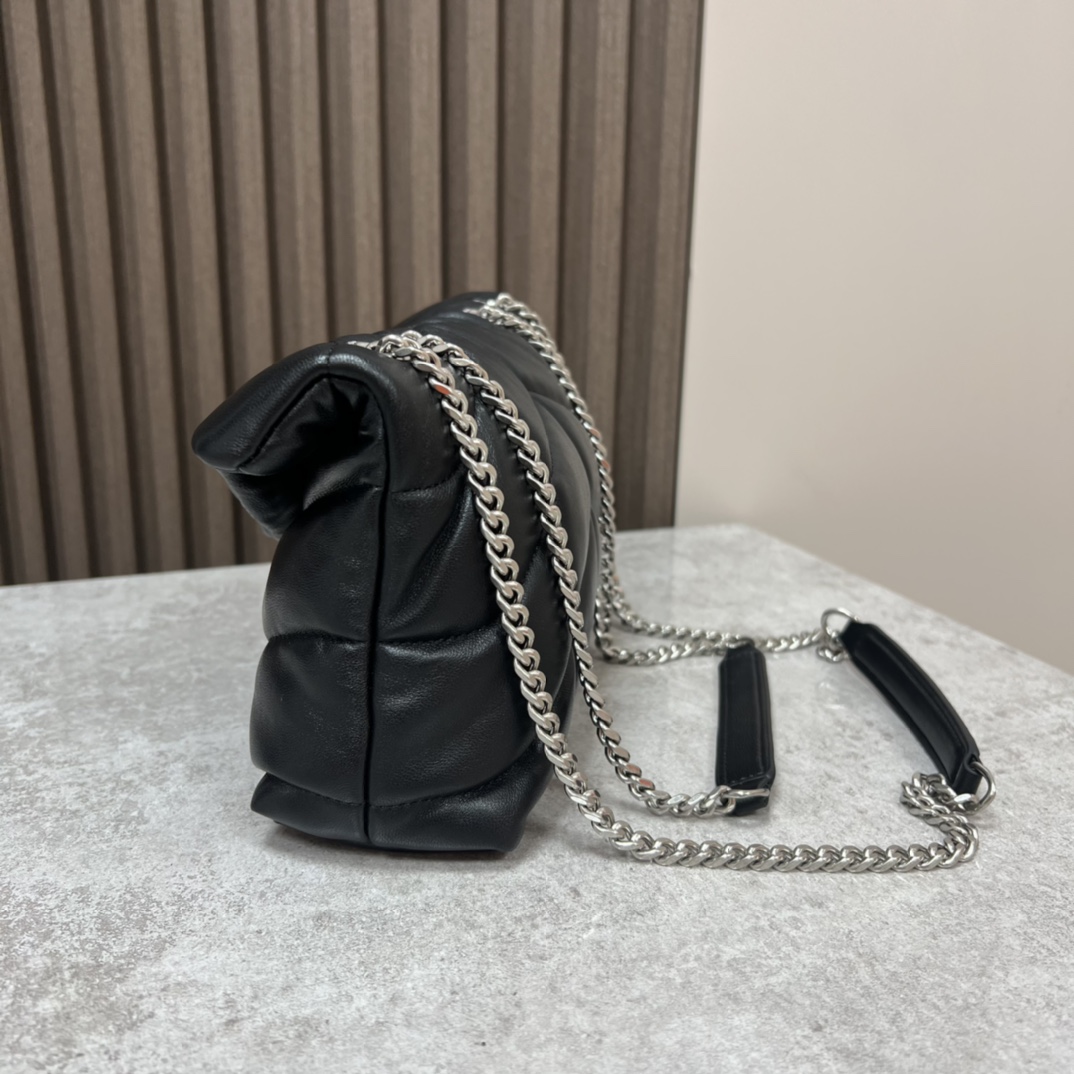 サンローラン ミニ ダブルチェーン キルティング ラムスキン ショルダーバッグ ブラック シルバー金具 759337 詳細画像 2