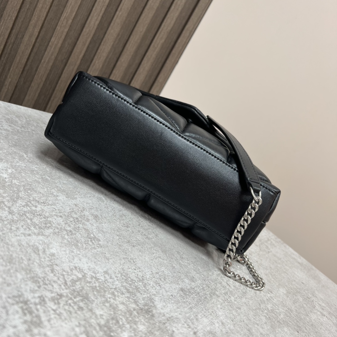 サンローラン ミニ ダブルチェーン キルティング ラムスキン ショルダーバッグ ブラック シルバー金具 759337 詳細画像 3