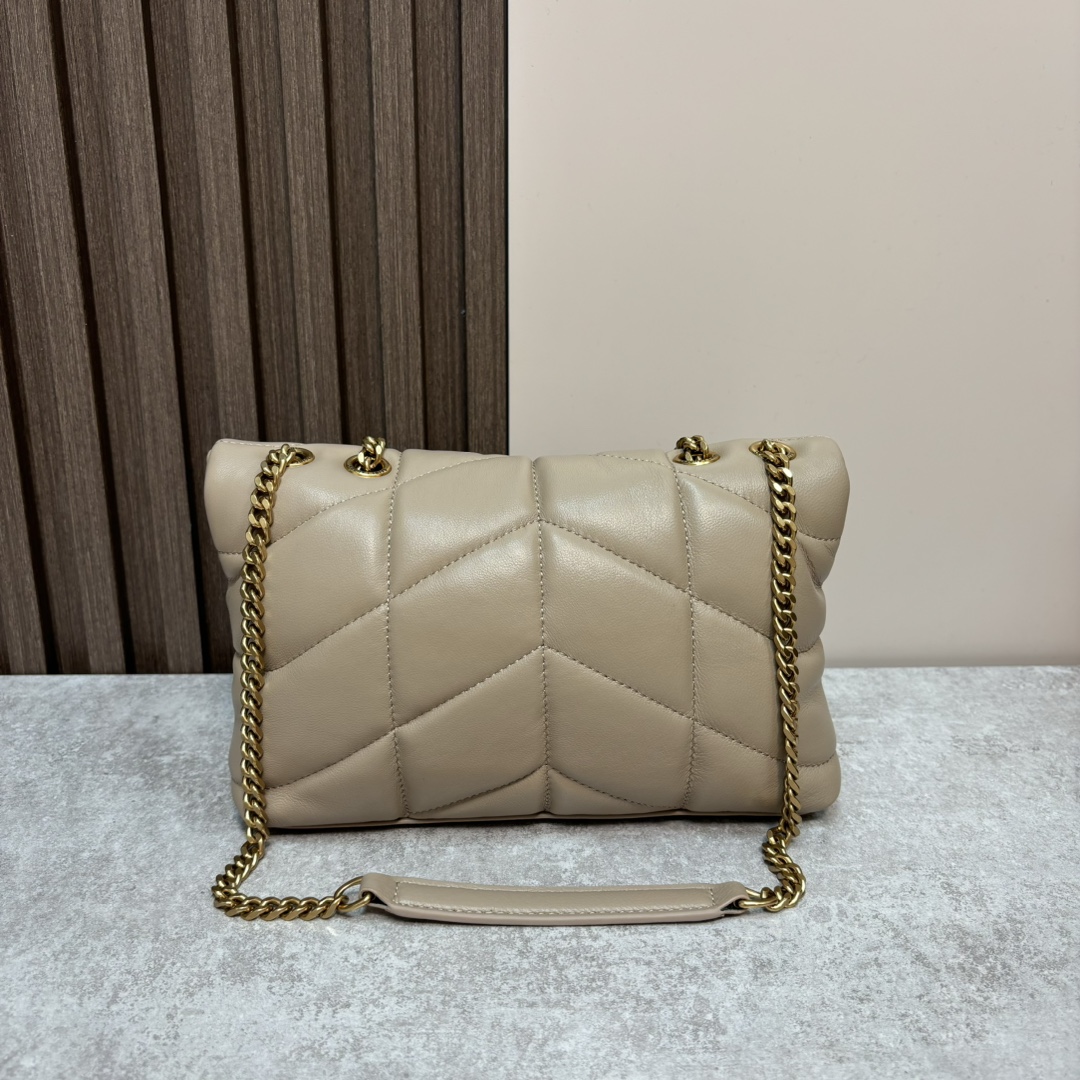 サンローラン ミニ ダブルチェーン キルティング ラムスキン ショルダーバッグ ミルクティー ゴールド金具 759337 詳細画像 2