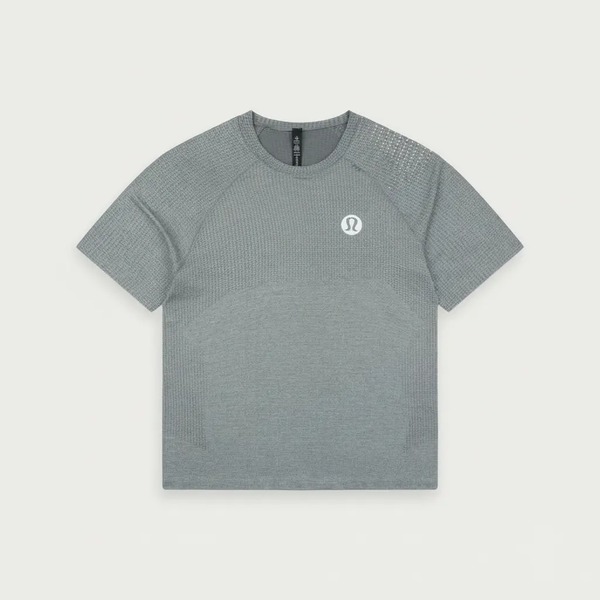 ルルレモン ロゴ 通気速乾 半袖Tシャツ グレー
