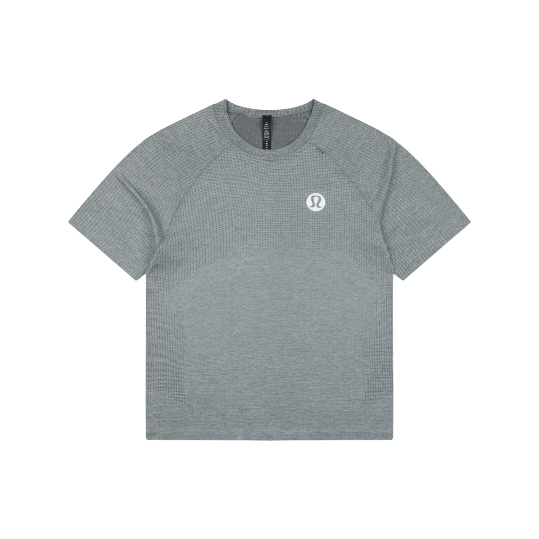 ルルレモン ロゴ 通気速乾 半袖Tシャツ グレー 詳細画像 1