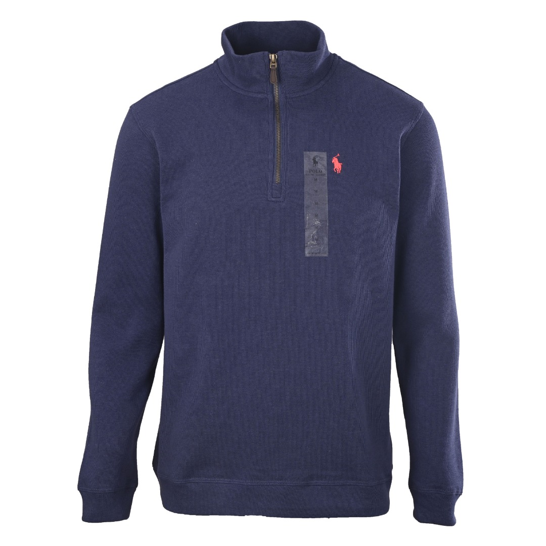 ポロ ラルフ ローレン コットン ポニー刺繍 ハーフジップ スウェット ネイビー レッドポニー 詳細画像 1