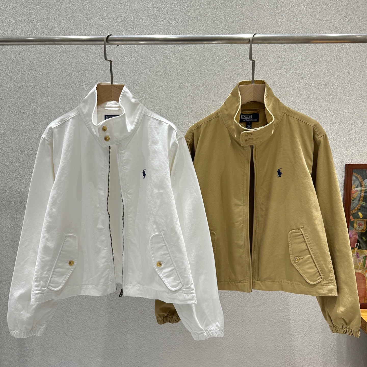 ラルフ ローレン 刺繍 ジップアップ ジャケットカーディガン カーキ ホワイト 詳細画像 3