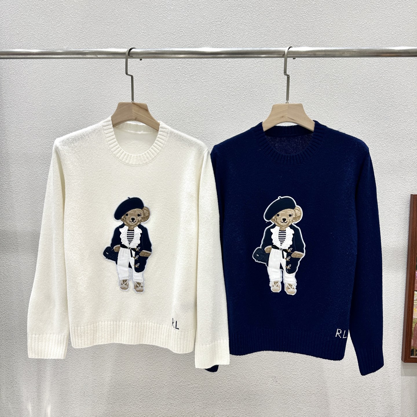 ラルフ ローレン ベレー帽ベア トグルボタン コート ホワイト ロイヤルブルー 詳細画像 1