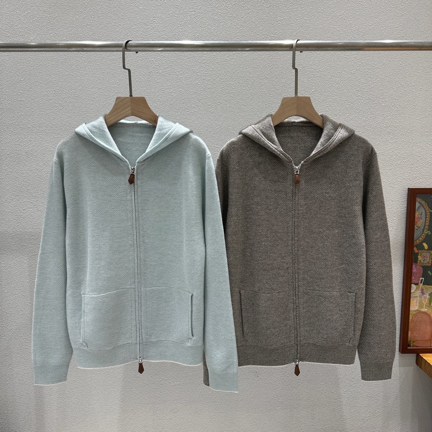 ロロ・ピアーナ カシミヤ ダブルジップ カーディガン グリーン ブラウン 詳細画像 1