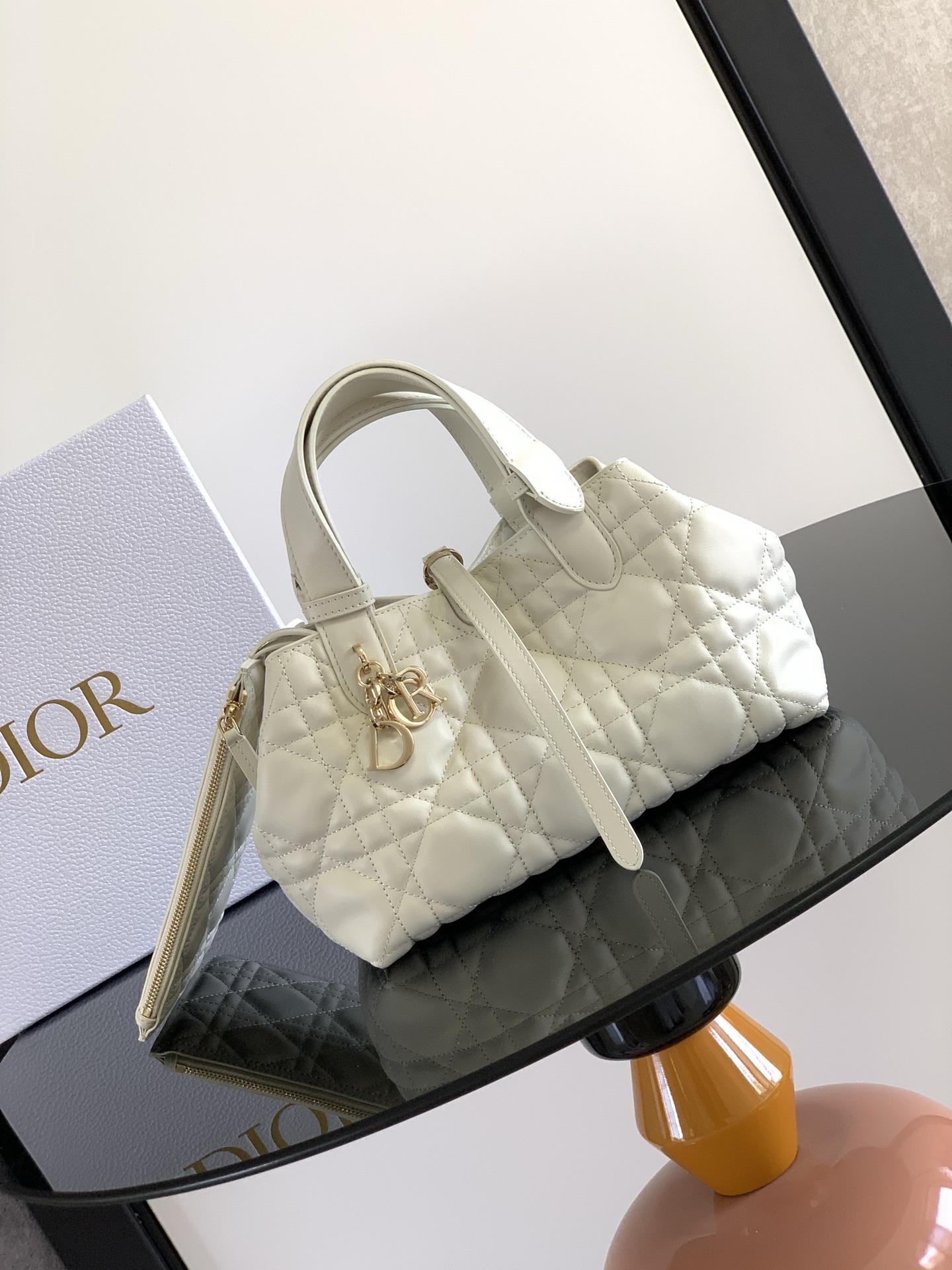 ディオール Dior Toujours スモール トートバッグ アプリコット 詳細画像 3